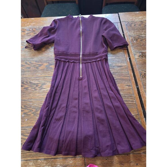 Ted Baker Dorlean Scallop Trim Skater Dress In Maroon Sz 4 (US 10) - Picture 4 of 4